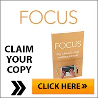 Sure! Here's an alt text description:

"Advertisement for a book titled 'FOCUS: How to Focus in a Noisy and Distracted World.' The ad includes the text 'Claim Your Copy' and a 'Click Here' button."